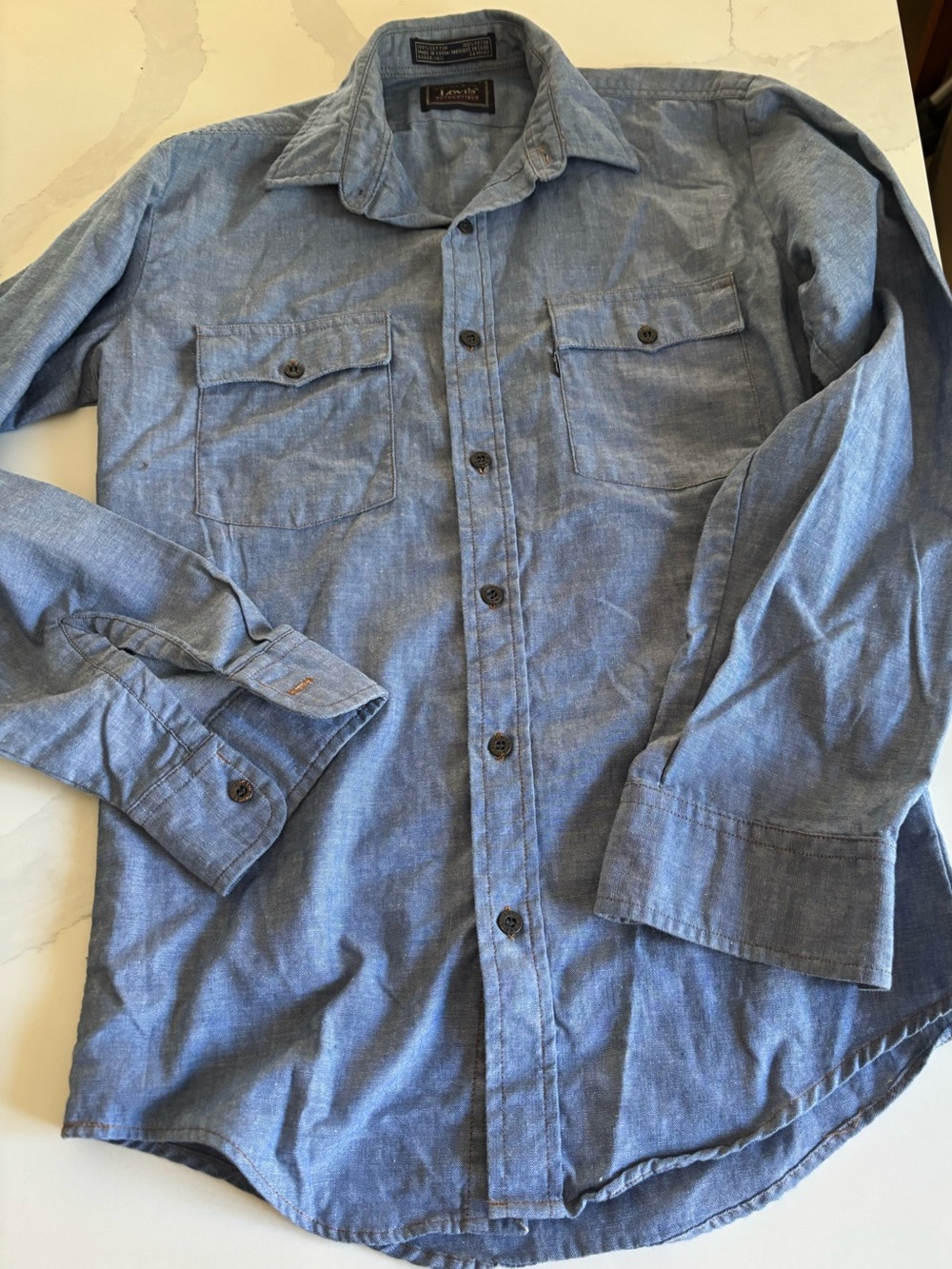 Vintage Levi's Light Blue Chambray Button-Down Work Shirt